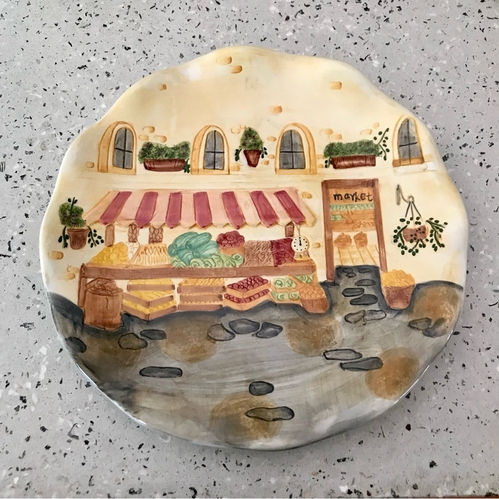 3-D Plate, Bella Casa by Ganz, 10”, “The Market”, Colorful and Fun!